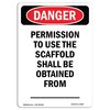 Signmission OSHA Danger, Portrait Permission To Use Scaffold, 18in X 12in Rigid Plastic, 12" W, 18" L, Portrait OS-DS-P-1218-V-1684